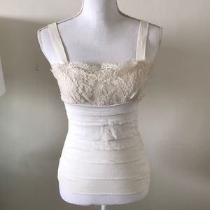 Valentino Ivory lace with draped like strips - sexy low neck